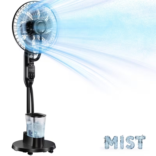 Ventoinha de Pé com Nebulização 40 cm — 9 Velocidades, Temporizador 7H e Controlo Remoto