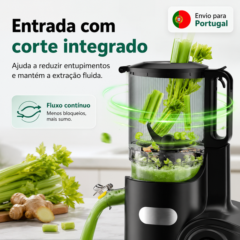 Airmsen Slow Juicer de Prensagem a Frio com Boca Larga de 15cm