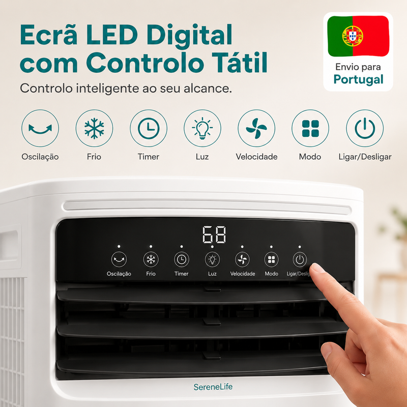 SereneLife Climatizador Evaporativo Portátil 25L com WiFi, Controlo Remoto e Oscilação 60°