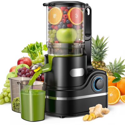 Airmsen Slow Juicer de Prensagem a Frio com Boca Larga de 15cm