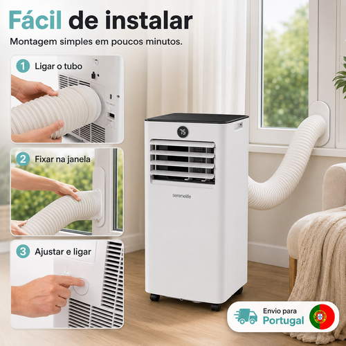 SereneLife Ar Condicionado Portátil 7000 BTU com Wi-Fi, Aquecimento e Desumidificador