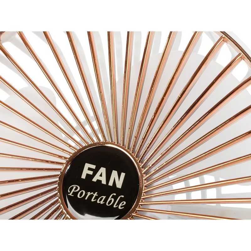 Ventoinha de Mesa Sem Fios Recarregável USB em Branco e Dourado