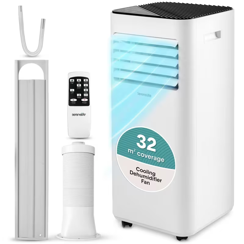 SereneLife Ar Condicionado Portátil 8000 BTU com Wi-Fi para Espaços até 32 m²