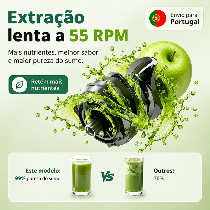 Airmsen Slow Juicer de Prensagem a Frio com Boca Larga de 15cm