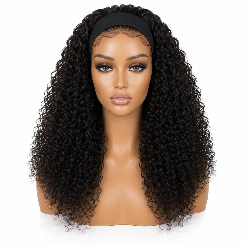 Peruca Headband Deep Wave em Cabelo Humano — Caracóis Naturais