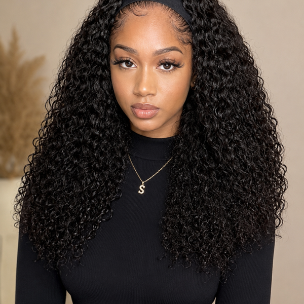 Peruca Headband Deep Wave em Cabelo Humano — Caracóis Naturais