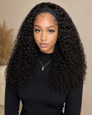 Peruca Headband Deep Wave em Cabelo Humano — Caracóis Naturais