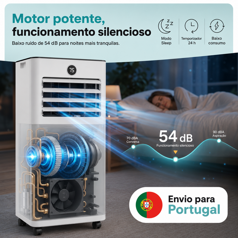 SereneLife Ar Condicionado Portátil 7000 BTU com Wi-Fi, Aquecimento e Desumidificador