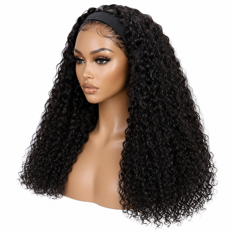 Peruca Headband Deep Wave em Cabelo Humano — Caracóis Naturais