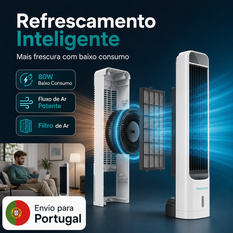 SereneLife Climatizador Evaporativo Portátil 5L com Controlo Remoto e Arrefecimento com Gelo